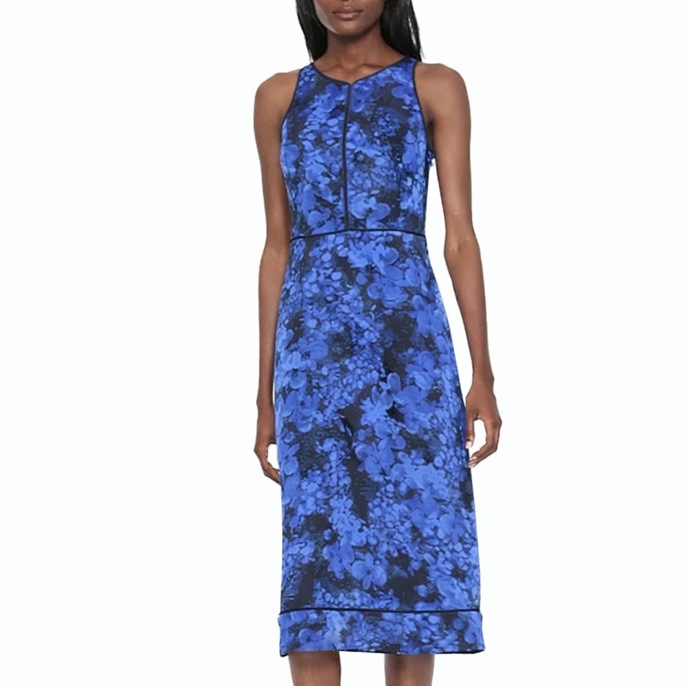 Banana Republic Blue Floral Midi Dress Size 4 Sleeveless